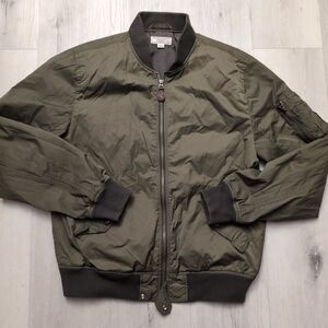 Wallace & Barnes MA-1 Bomber Mens Medium Olive Green full zip jacket Arm Pocket